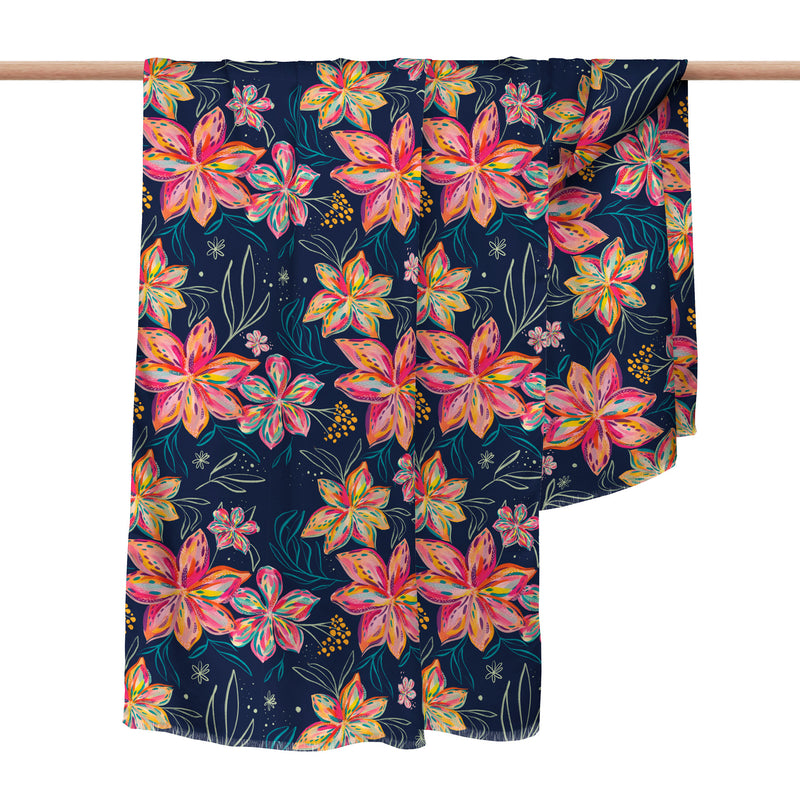 EttaVee's Bold Flowers Silk Blend Shawl – Lightweight Dressy Wrap for Women