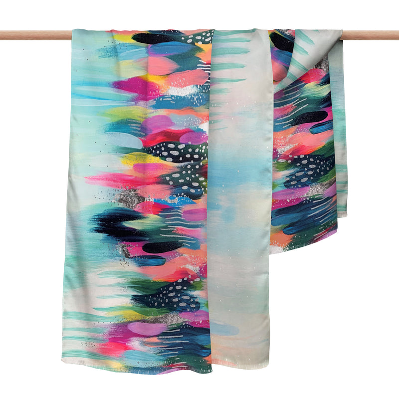 EttaVee's Brush Strokes 103 Silk Blend Shawl – Lightweight Dressy Wrap for Women