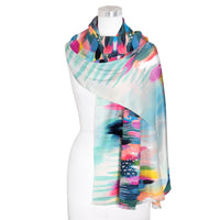 EttaVee's Brush Strokes 103 Silk Blend Shawl – Lightweight Dressy Wrap for Women