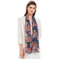 EttaVee's Bold Flowers Long Sheer Scarf – Lightweight, Elegant, Silky-Soft