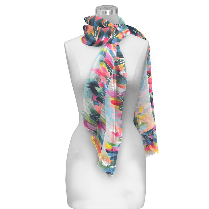 EttaVee's Brush Strokes 103 Long Sheer Scarf – Lightweight, Elegant, Silky-Soft