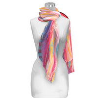 EttaVee's Brush Strokes 90 Long Sheer Scarf – Lightweight, Elegant, Silky-Soft