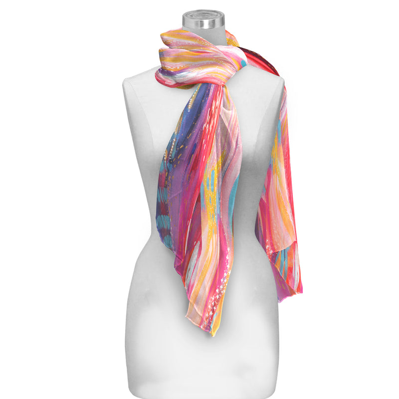 EttaVee's Brush Strokes 90 Long Sheer Scarf – Lightweight, Elegant, Silky-Soft