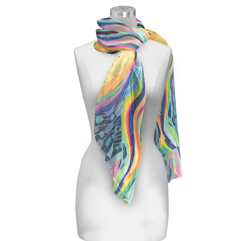 EttaVee's Rainbow Riviera 1 Long Sheer Scarf – Lightweight, Elegant, Silky-Soft