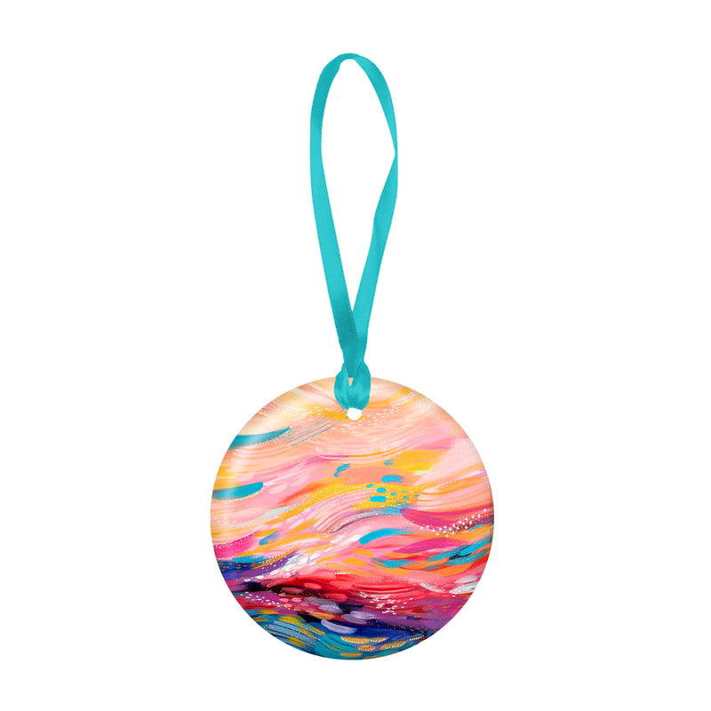 EttaVee Brush Strokes 90 Porcelain Keepsake Ornament – Flat Ceramic, Gift-Ready