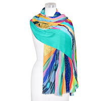 EttaVee's Rainbow Riviera 1 Silk Blend Shawl – Lightweight & Elegant Evening Wrap