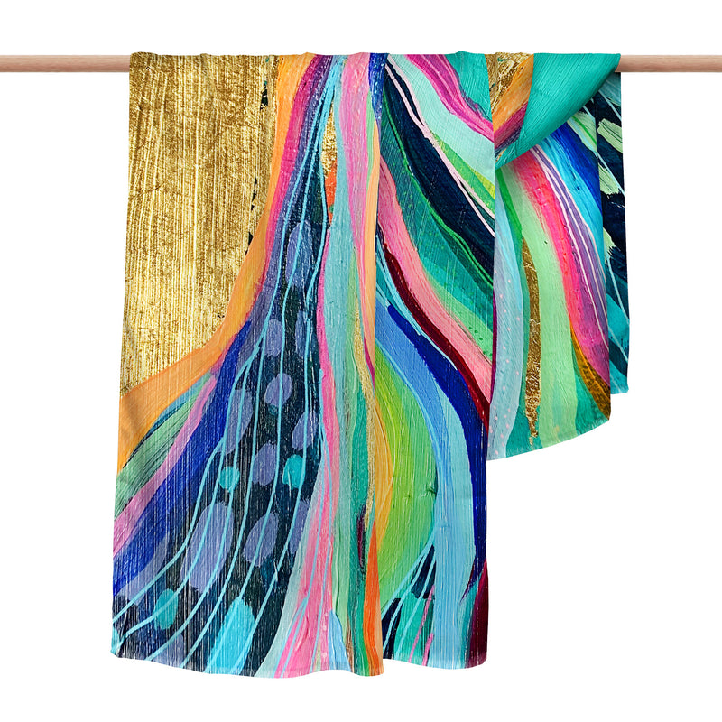 EttaVee's Rainbow Riviera 1 Silk Blend Shawl – Lightweight & Elegant Evening Wrap