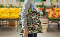 William Morris "Strawberry Thief" Canvas Magazine Tote – Slim Vertical Tote Bag