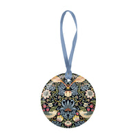 William Morris Strawberry Thief Porcelain Keepsake Ornament – Flat Ceramic, Gift-Ready