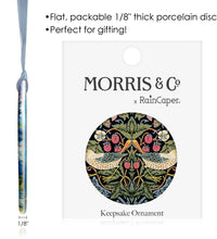 William Morris Strawberry Thief Porcelain Keepsake Ornament – Flat Ceramic, Gift-Ready