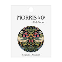 William Morris Strawberry Thief Porcelain Keepsake Ornament – Flat Ceramic, Gift-Ready