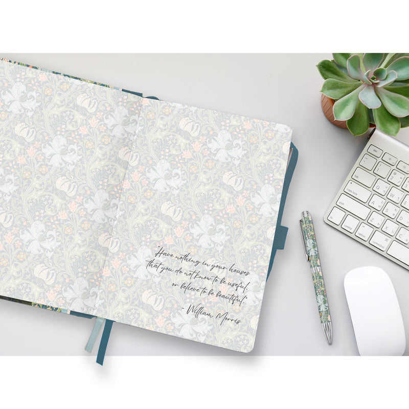 William Morris Golden Lily - Dot Grid Journal – Hardcover, Pockets, Ribbon Bookmarks