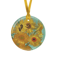 van Gogh Sunflowers Porcelain Keepsake Ornament – Flat Ceramic, Gift-Ready