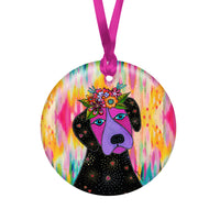 Laurel Burch Violet Dog Porcelain Keepsake Ornament – Flat Ceramic, Gift-Ready
