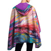 EttaVee "Brush Strokes 90" Reversible Rain Cape Poncho – Lightweight Hooded Womens Wrap