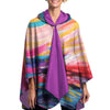 EttaVee "Brush Strokes 90" Reversible Rain Cape Poncho – Lightweight Hooded Womens Wrap
