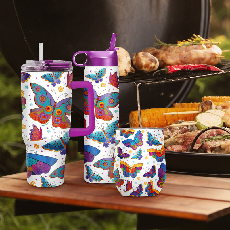 Laurel Burch "Mariposas" Insulated Drinkware Set of 3, 1 per size