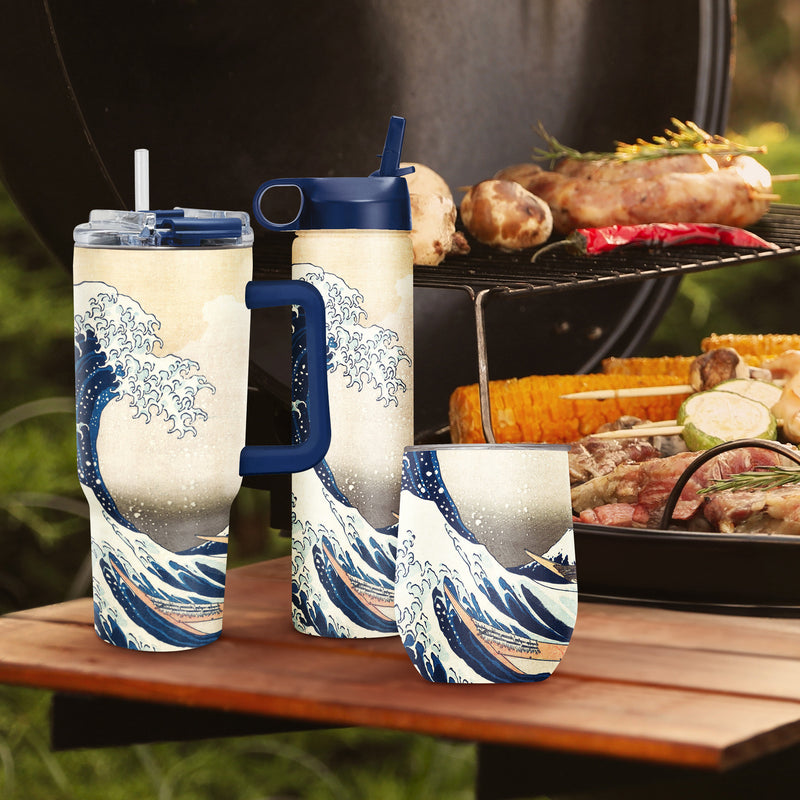 Hokusai "Great Wave" Insulated Drinkware Set of 3, 1 per size
