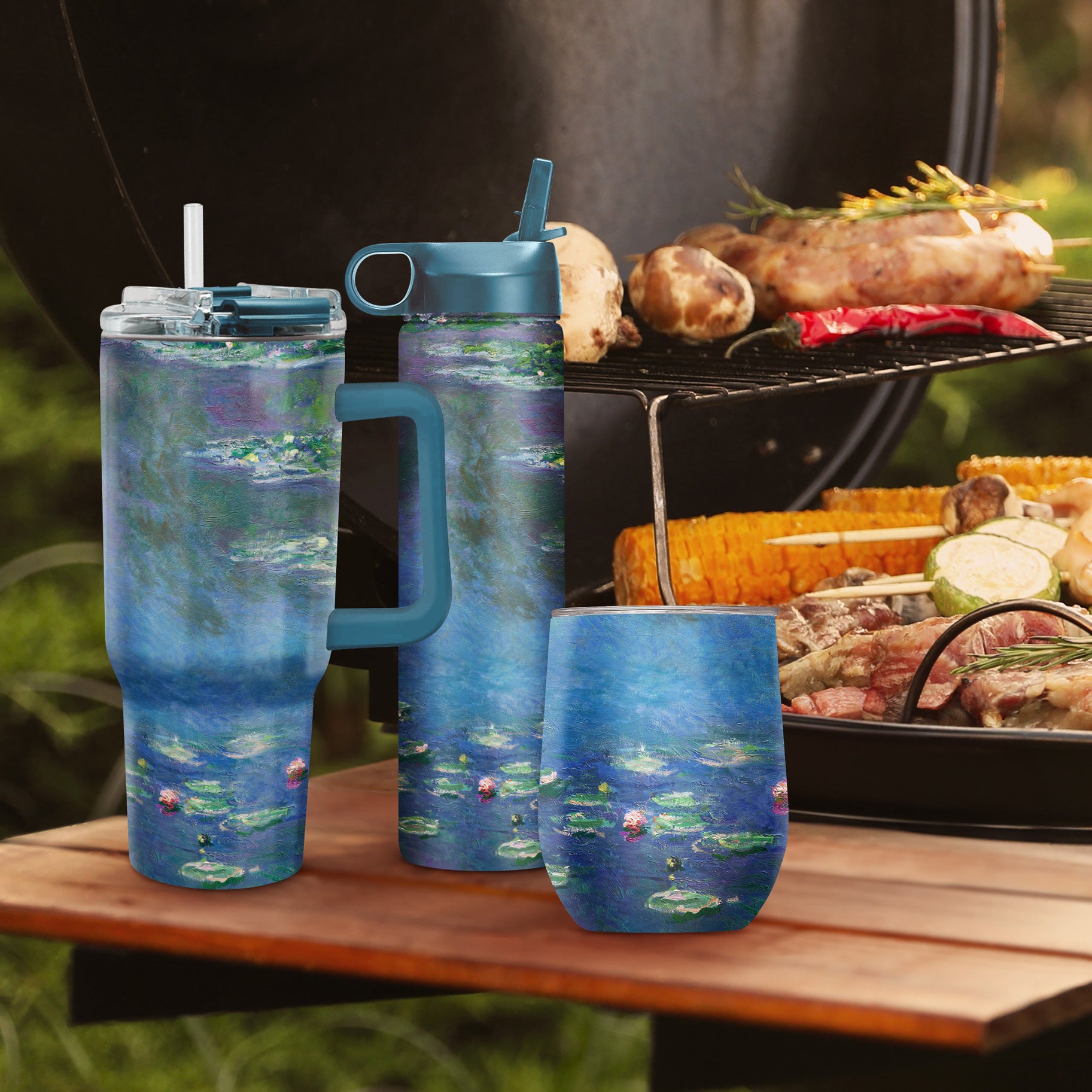 12 oz Stemless Wine Tumbler - Monet "Water Lilies"