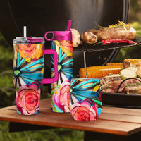 30 oz Tumbler - EttaVee "Flowers On Glass"