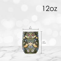 12 oz Stemless Wine Tumbler - William Morris "Strawberry Thief"