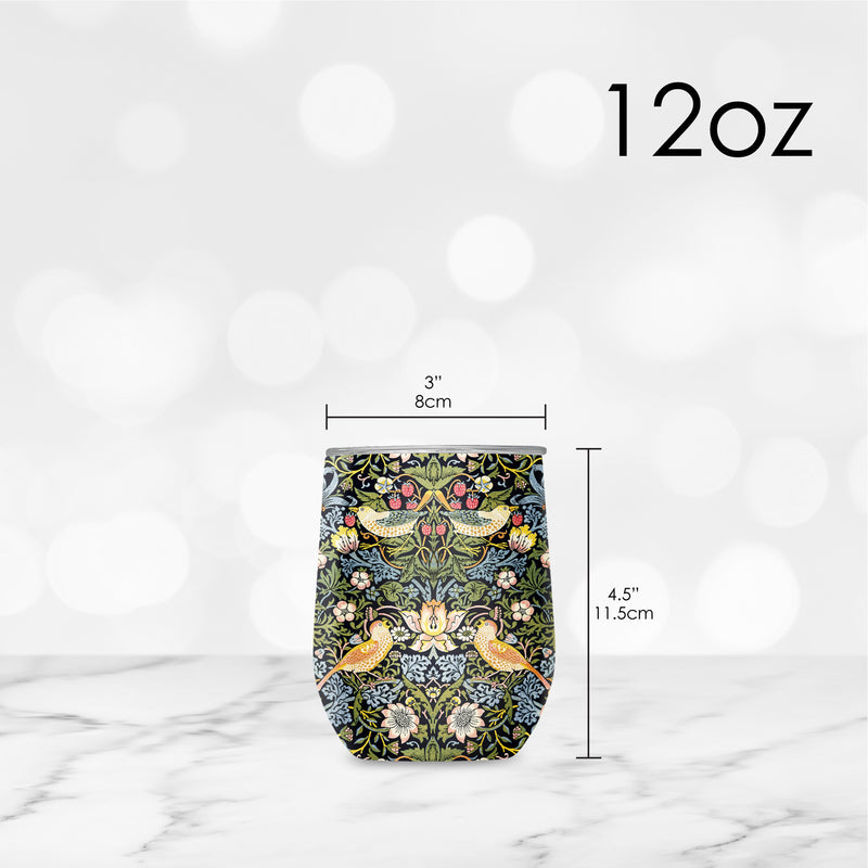 12 oz Stemless Wine Tumbler - William Morris "Strawberry Thief"