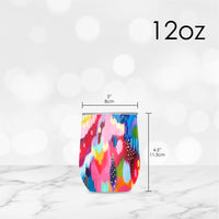 12 oz Stemless Wine Tumbler - EttaVee "Brush Strokes 100"