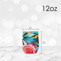 12 oz Stemless Wine Tumbler - EttaVee "Flowers On Glass"