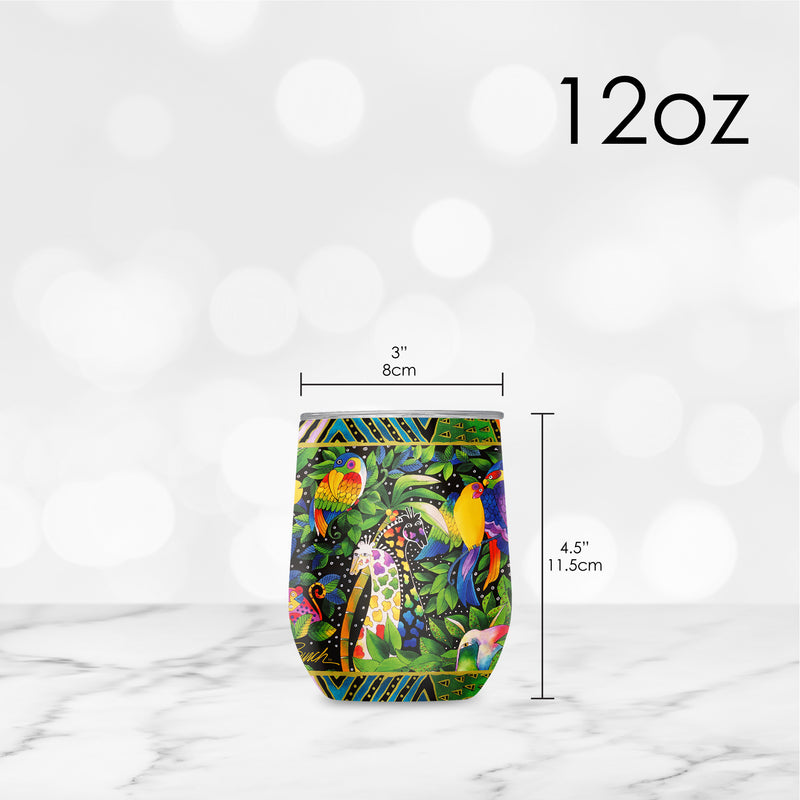12 oz Stemless Wine Tumbler - Laurel Burch "Jungle Song"