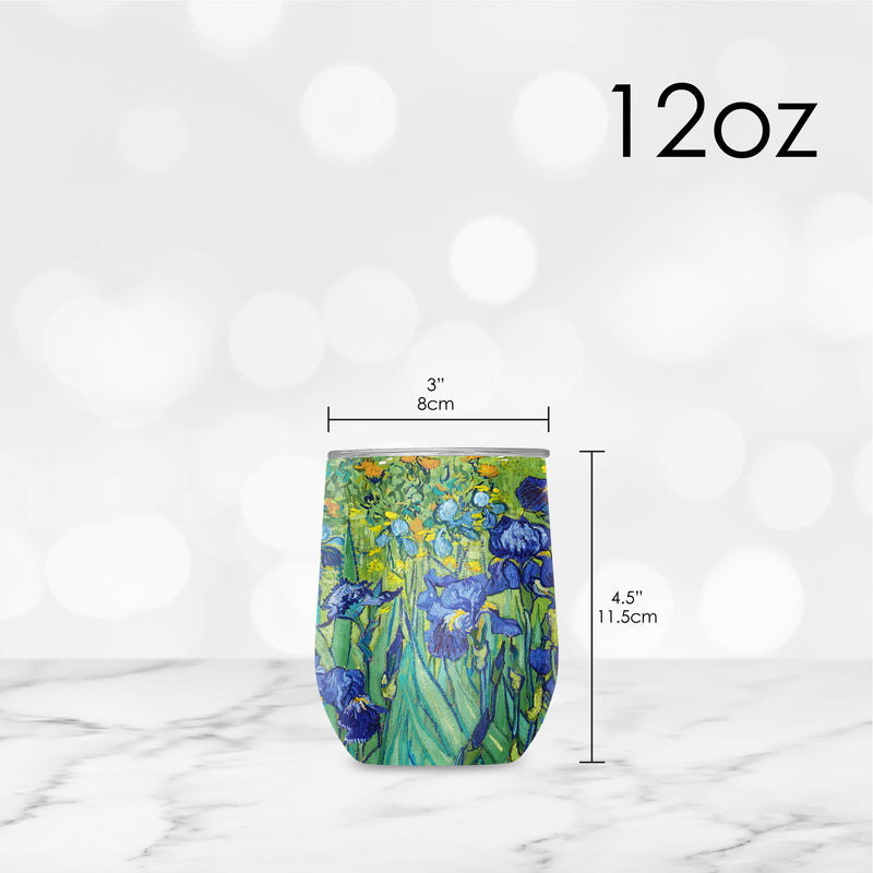 12 oz Stemless Wine Tumbler - van Gogh "Irises"