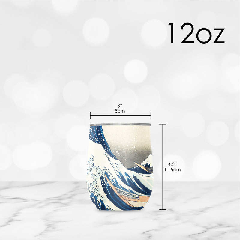 12 oz Stemless Wine Tumbler - Hokusai "The Great Wave"