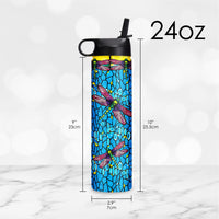24 oz Water Bottle - Tiffany "Dragonfly" - Purple