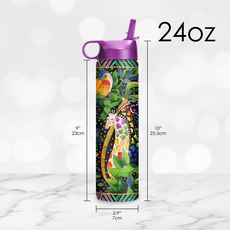 24 oz Water Bottle - Laurel Burch "Jungle Song"