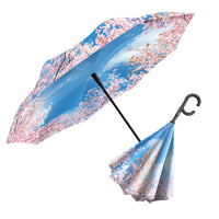 RainCaper Cherry Blossoms Reverse Inverted Umbrella –  Windproof, Hands-Free