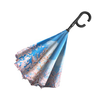 RainCaper Cherry Blossoms Reverse Inverted Umbrella –  Windproof, Hands-Free