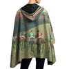 Degas "Racehorses in a Landscape" Reversible Rain Cape – Lightweight Hooded Wrap