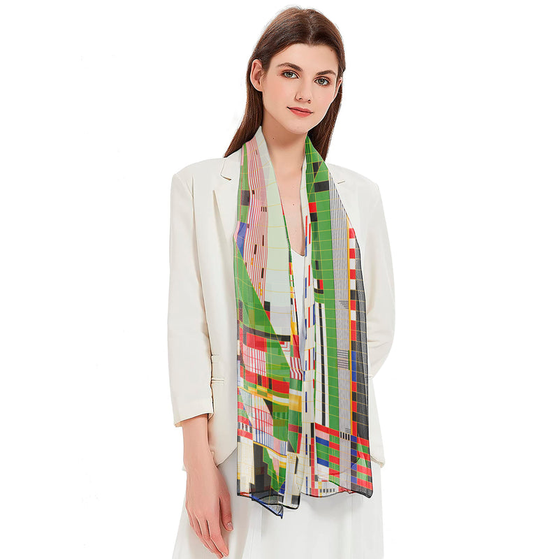 Frank Lloyd Wright Hillside Curtain Long Sheer Scarf – Lightweight, Elegant, Silky-Soft