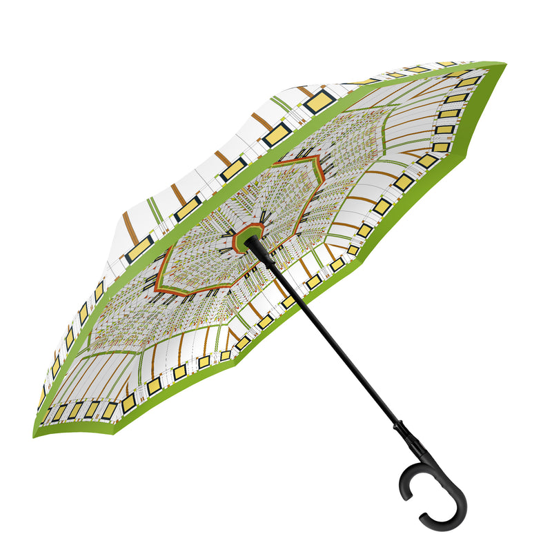 Frank Lloyd Wright Tree of Life Reverse Inverted Umbrella – Hands-Free, Windproof Design
