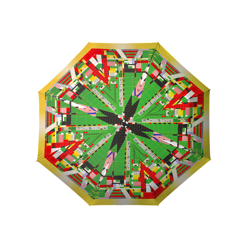 Frank Lloyd Wright Hillside Curtain Travel Umbrella – Compact, One-Touch Open & Close