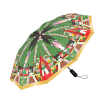 Frank Lloyd Wright Hillside Curtain Travel Umbrella – Compact, One-Touch Open & Close