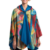 Franz Marc Stables Reversible Rain Cape Poncho – Lightweight Hooded Wrap for Women