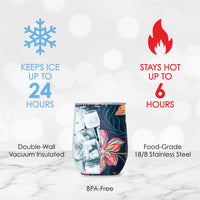 12 oz Stemless Wine Tumbler - EttaVee "Bold Flowers"