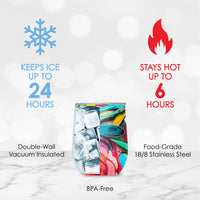 12 oz Stemless Wine Tumbler - EttaVee "Flowers On Glass"