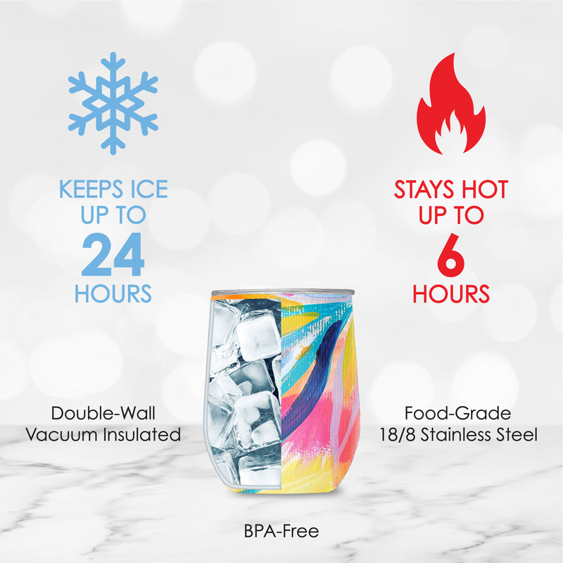 12 oz Stemless Wine Tumbler - EttaVee "Loose Palms"