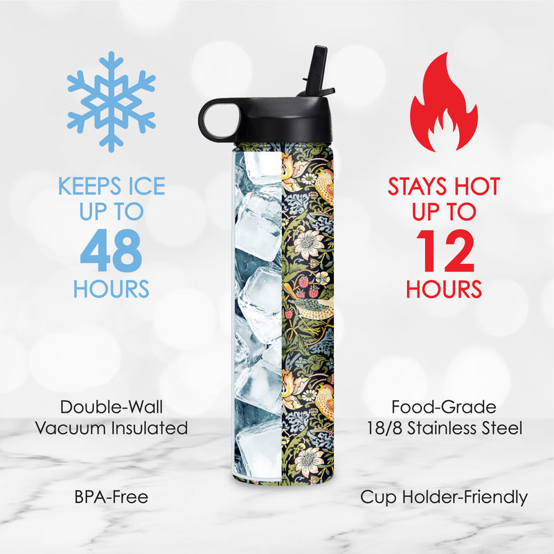 24 oz Water Bottle - William Morris "Strawberry Thief"