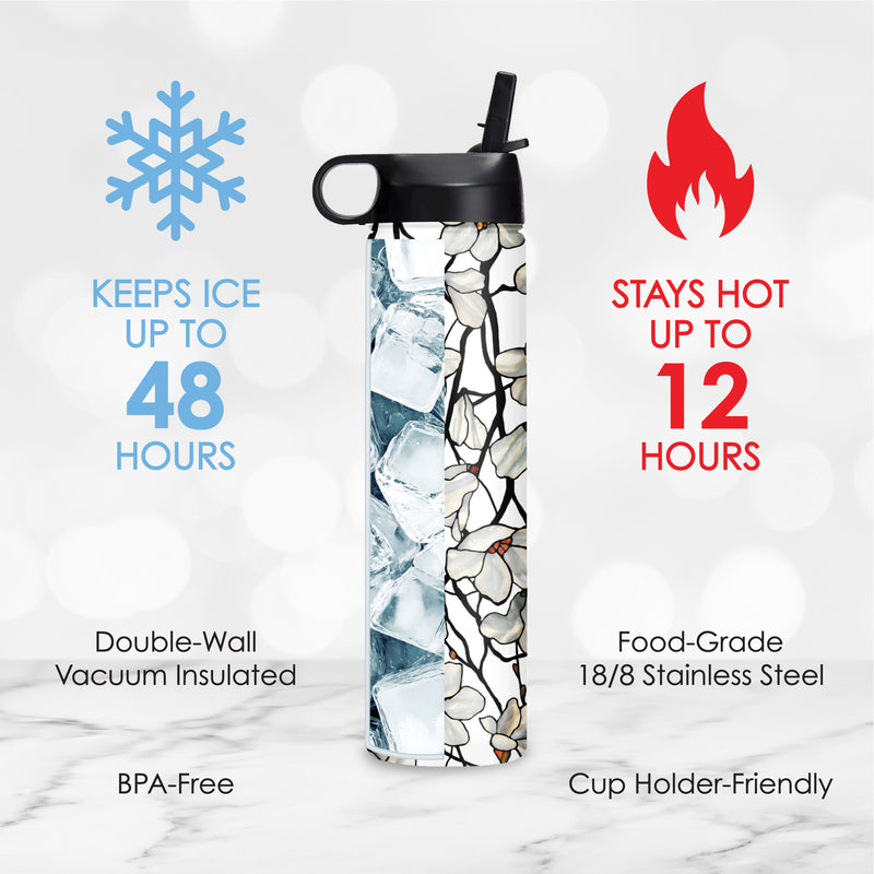 24 oz Water Bottle - Tiffany "Magnolia"