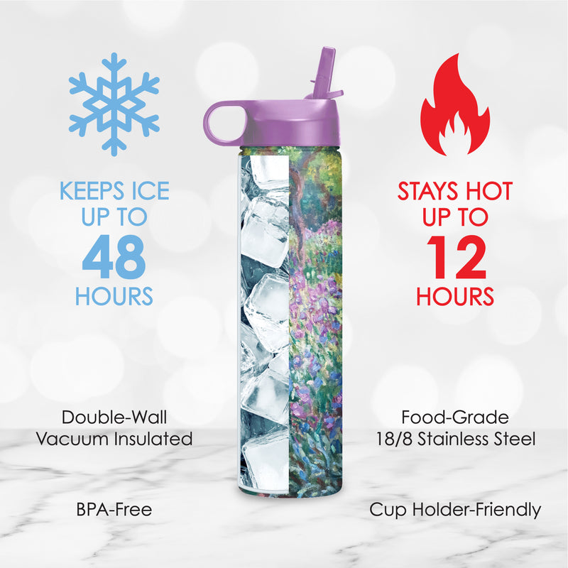 24 oz Water Bottle - Monet Garden at Giverny