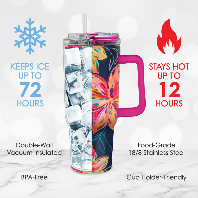 30 oz Tumbler - EttaVee "Bold Flowers"