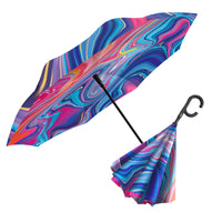 EttaVee "Marble 8" Reverse Inverted Umbrella – Hands-Free, Windproof Design