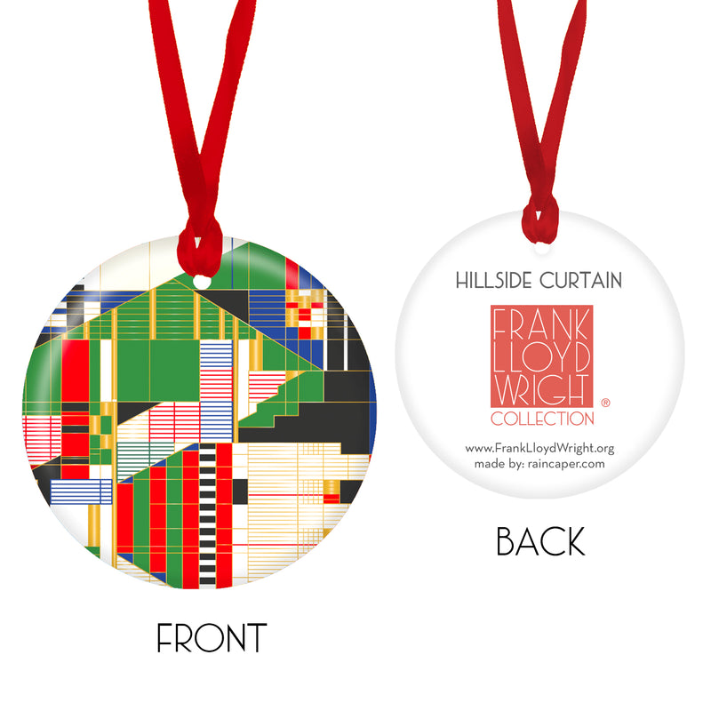 Frank Lloyd Wright "Hillside Curtain" Porcelain Keepsake Ornament – Flat Ceramic, Gift-Ready
